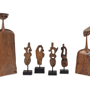 A Group of Six African Carved Wood