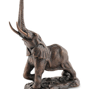 Artist Unknown African Elephant bronze signed 3d04e1