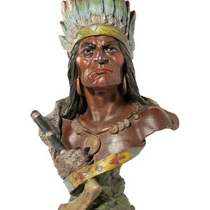 A Painted Plaster Bust of Native 3d0536