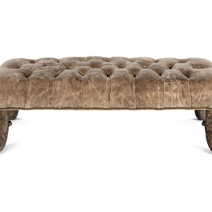 A Leather Upholstered Ottoman 20th 3d0545