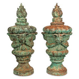 A Pair of Continental Patinated Metal