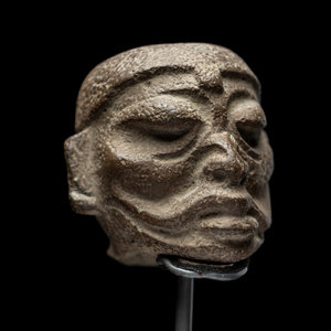 A Maya Terracotta Head from a Figural