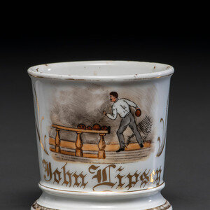 A Bowler's Porcelain Shaving Mug
Early