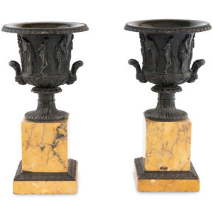 A Pair of French Marble and Bronze