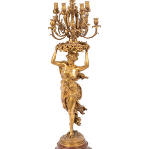 A Large French Gilt Bronze and