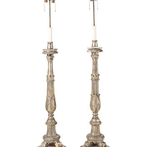 A Pair of Italian Silvered Wood