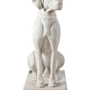 A Composition Marble Seated Dog 20th 3d074d