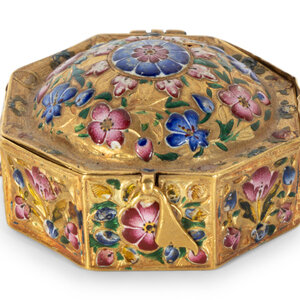 A Continental Enamel and Gold Octagonal