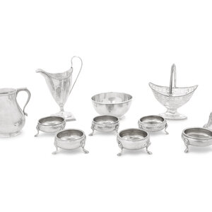 Six English Silver Open Salts with