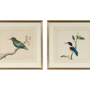A Pair of Chinese Export Pith Paintings