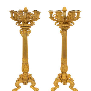 A Pair of Empire Style Gilt Bronze