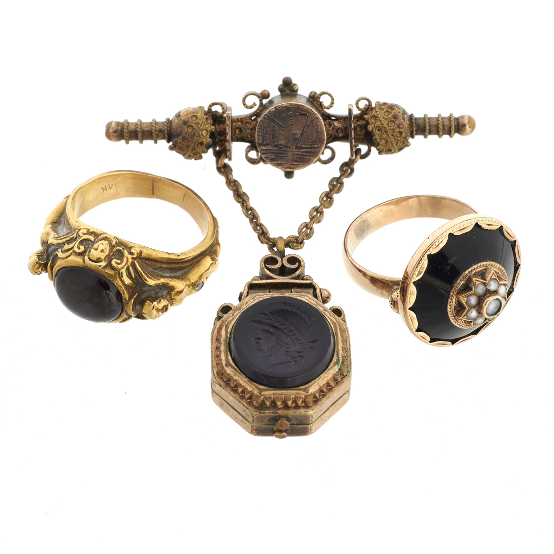 A GROUP OF GEM-SET, 14K GOLD AND