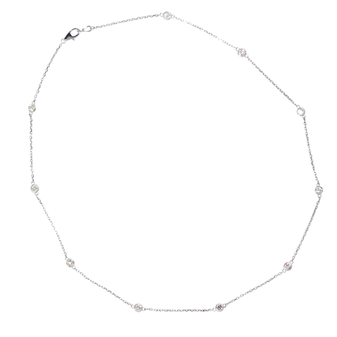 A DIAMOND AND 14K WHITE GOLD NECKLACE