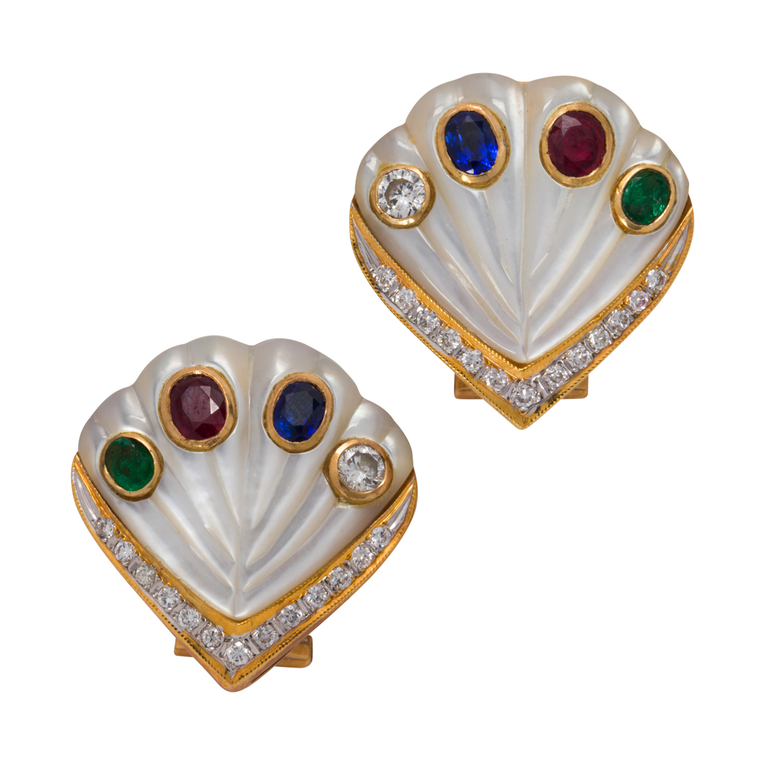 A PAIR OF GEM SET MOTHER OF PEARL 3ce237