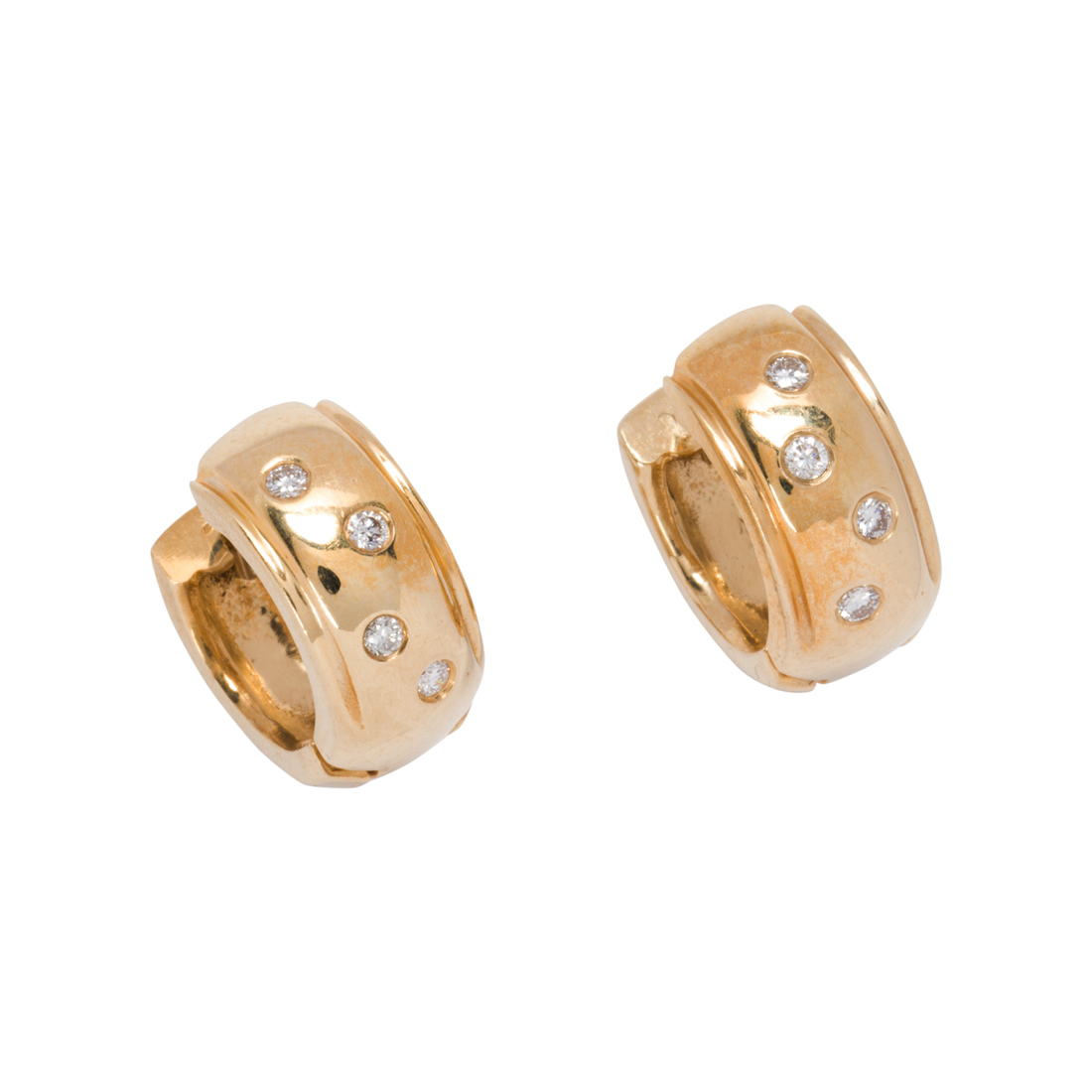 A PAIR OF DIAMOND AND 14K GOLD