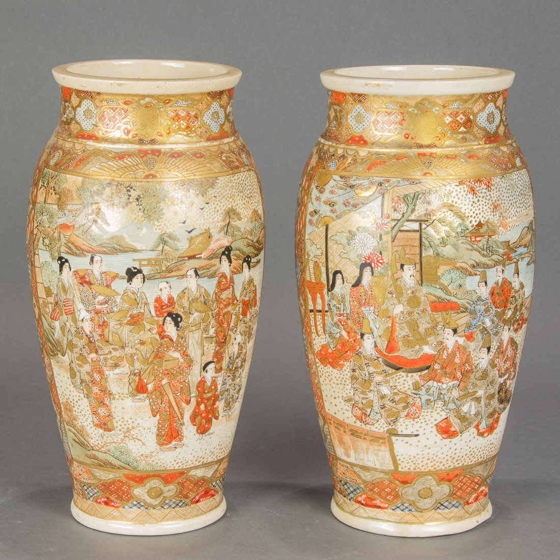 PAIR OF JAPANESE SATSUMA VASES 3ce291