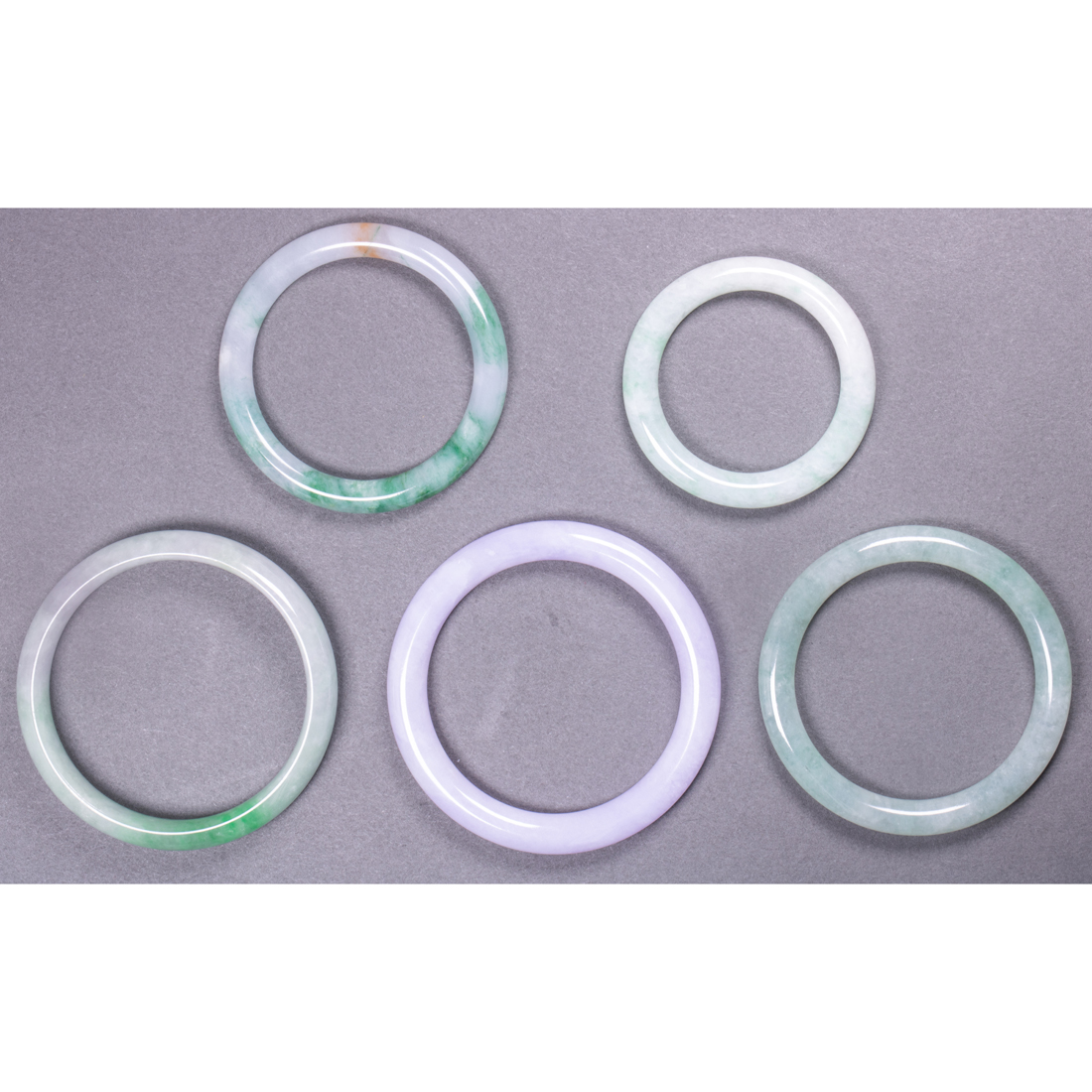  LOT OF 5 CHINESE JADEITE BANGLES 3ce2a1