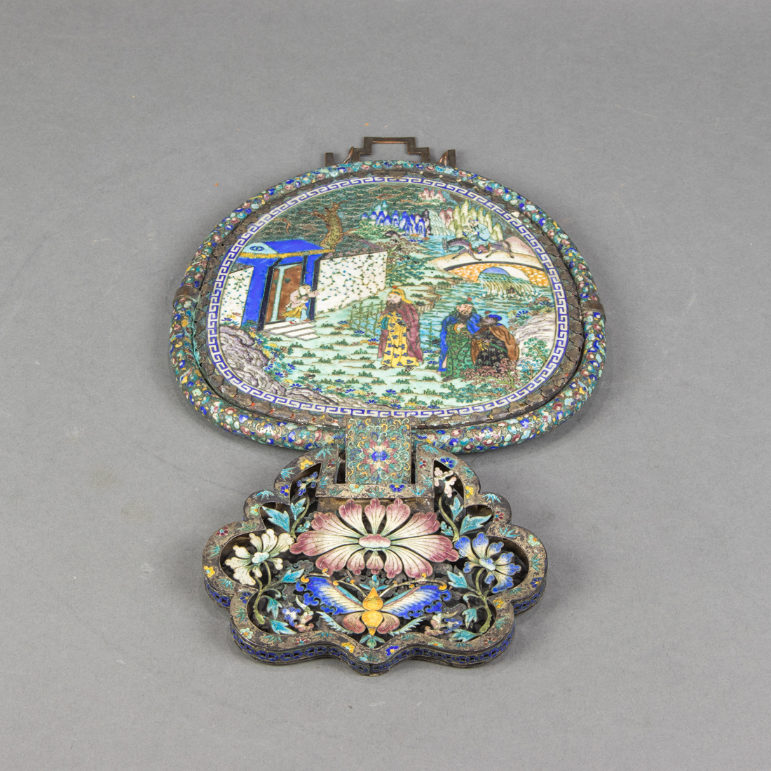 CHINESE ENAMELED MIXED-METAL HANGING