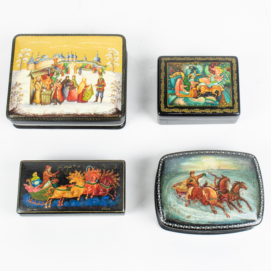 A GROUP OF FOUR RUSSIAN LACQUER