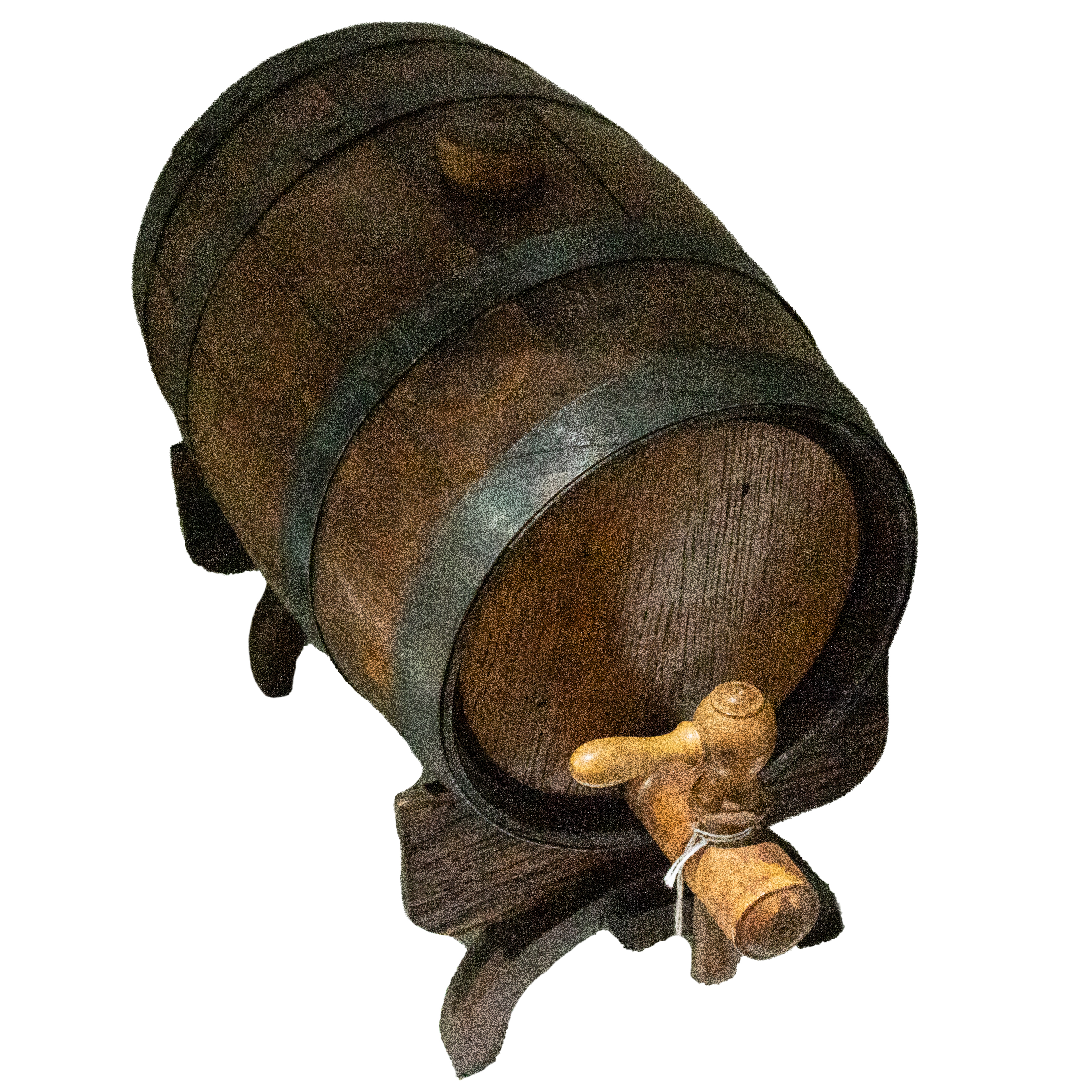 AN IRON BOUND WINE BARREL ON STAND 3ce39f