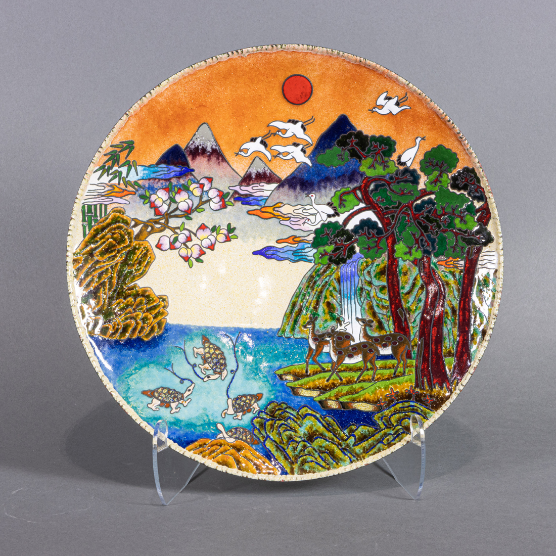 JAPANESE CLOISONNE ENAMEL LONGEVITY  3ce4cf