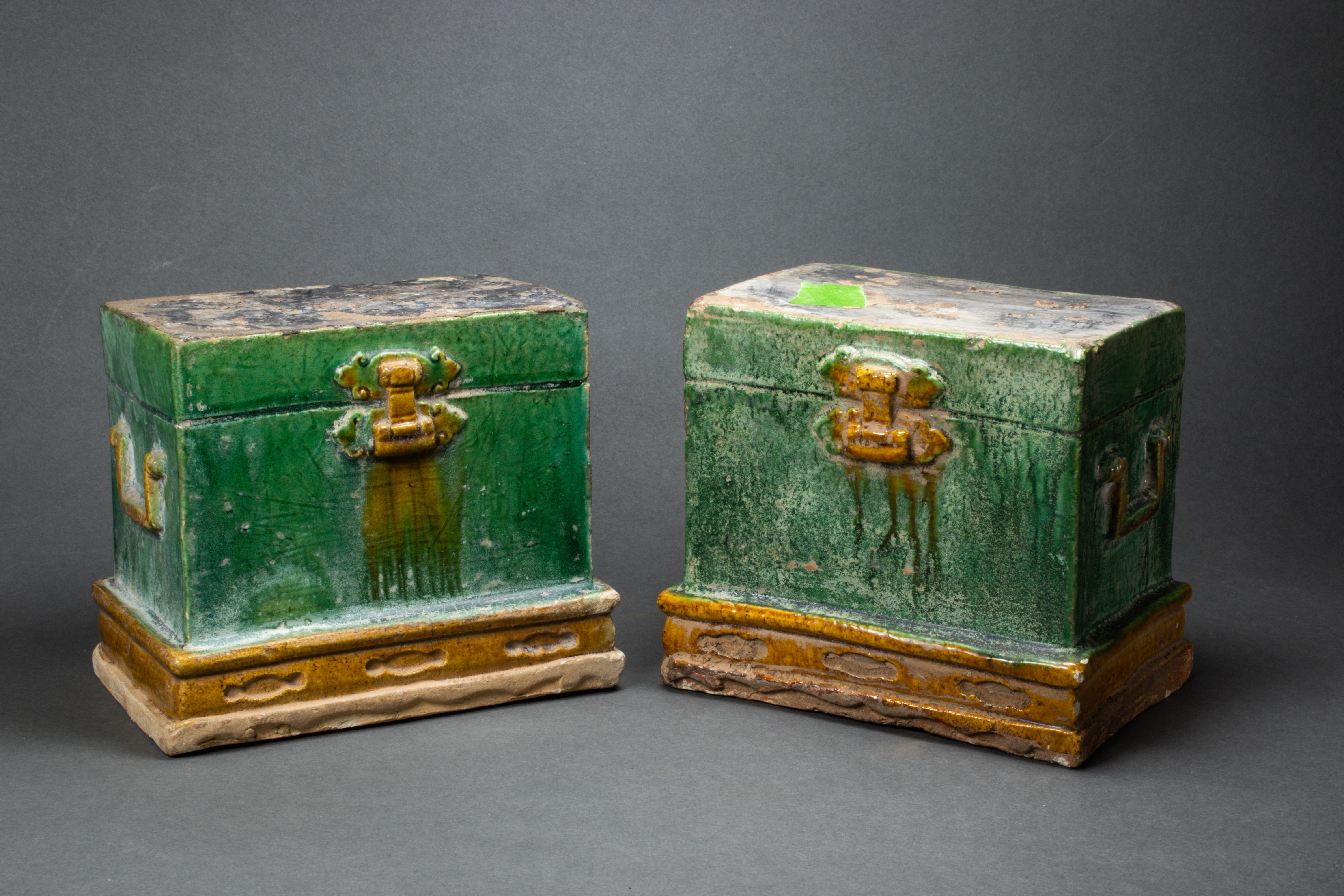 PAIR OF CHINESE SANCAI GLAZED MODELS