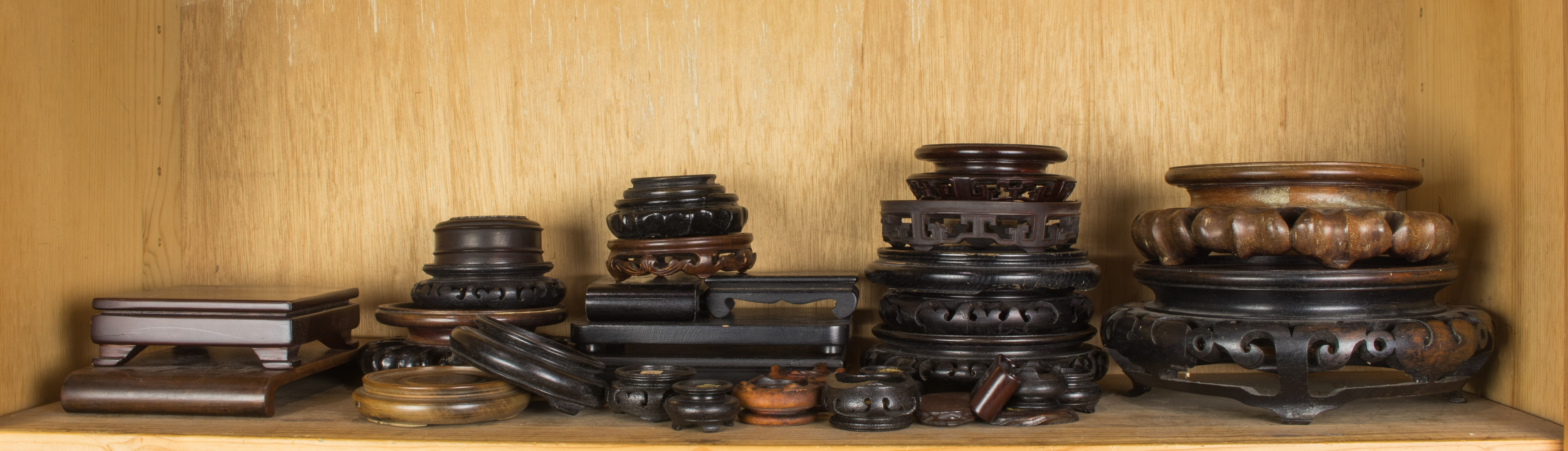 SHELF OF CHINESE WOOD DISPLAY STANDS