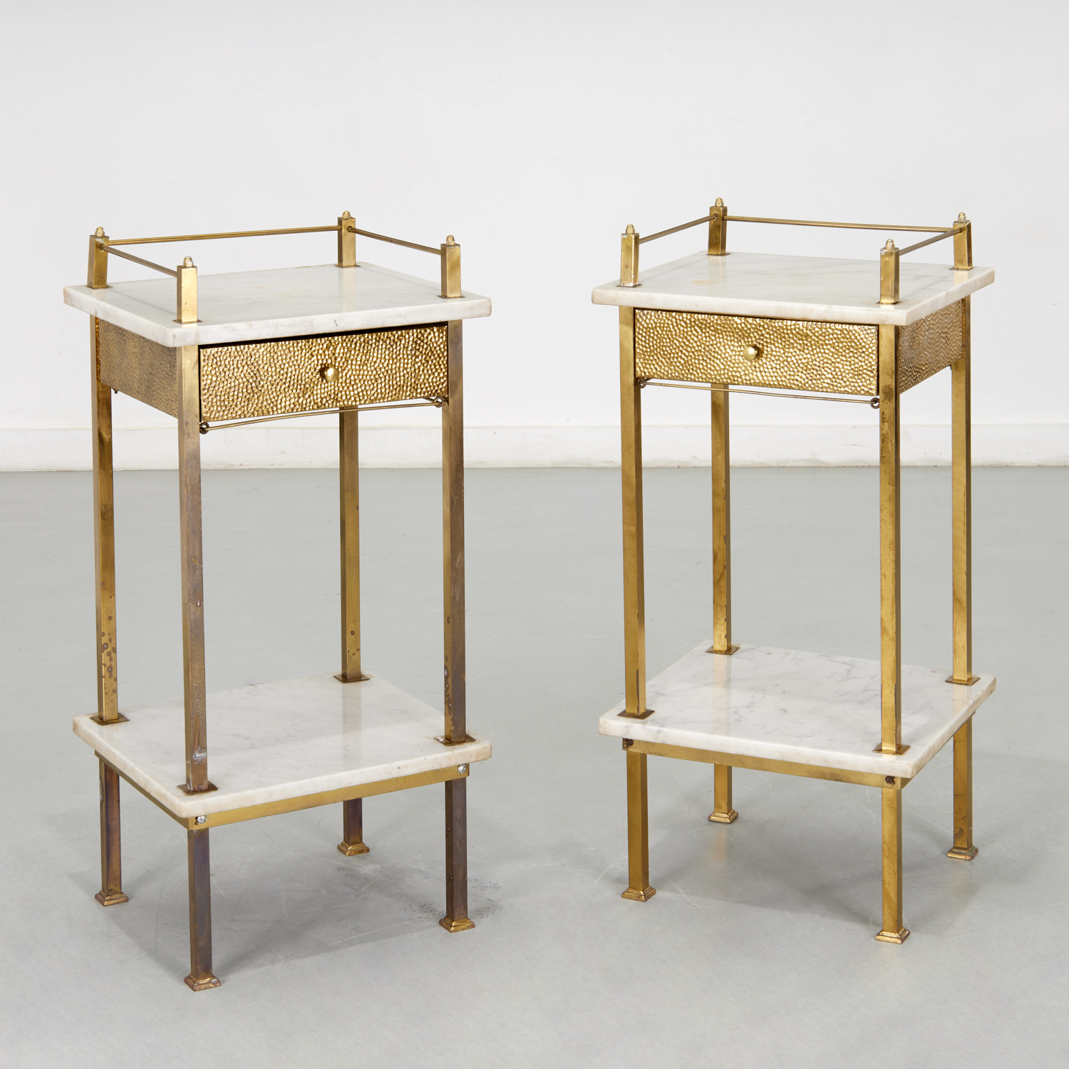 PAIR AUSTRIAN BRASS AND MARBLE