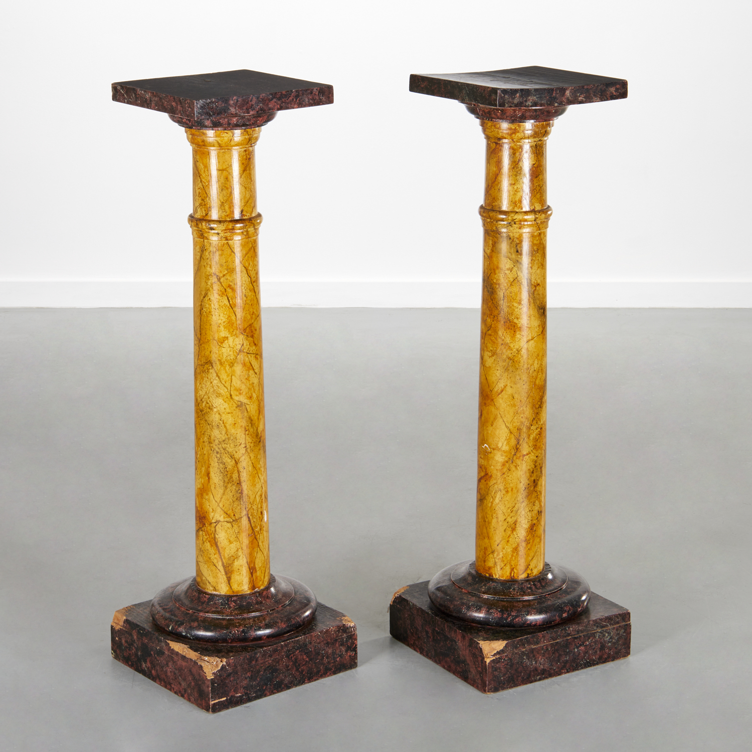 PAIR CONTINENTAL FAUX MARBLE WOOD