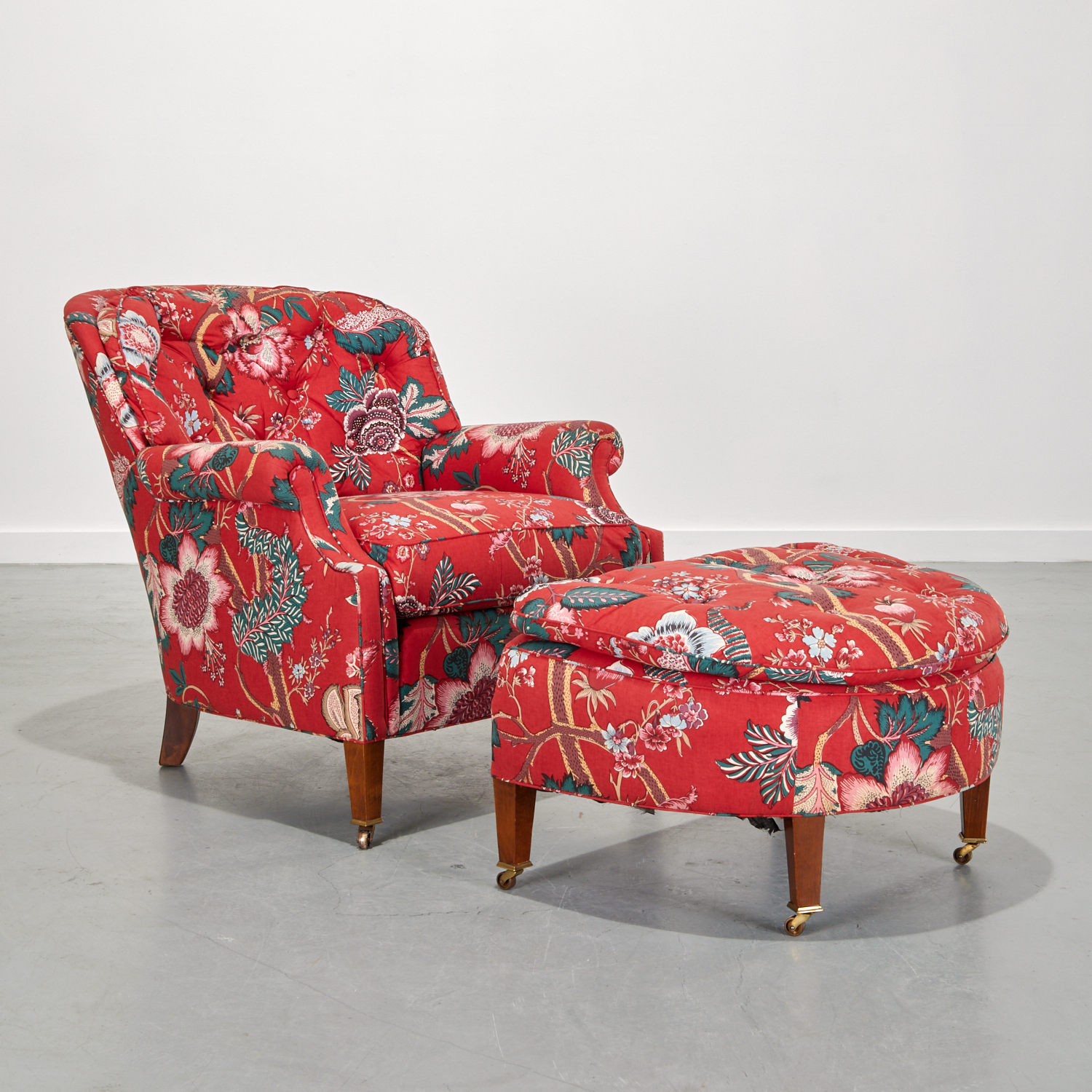 EDWARDIAN STYLE RED CHINTZ CLUB 3ce622