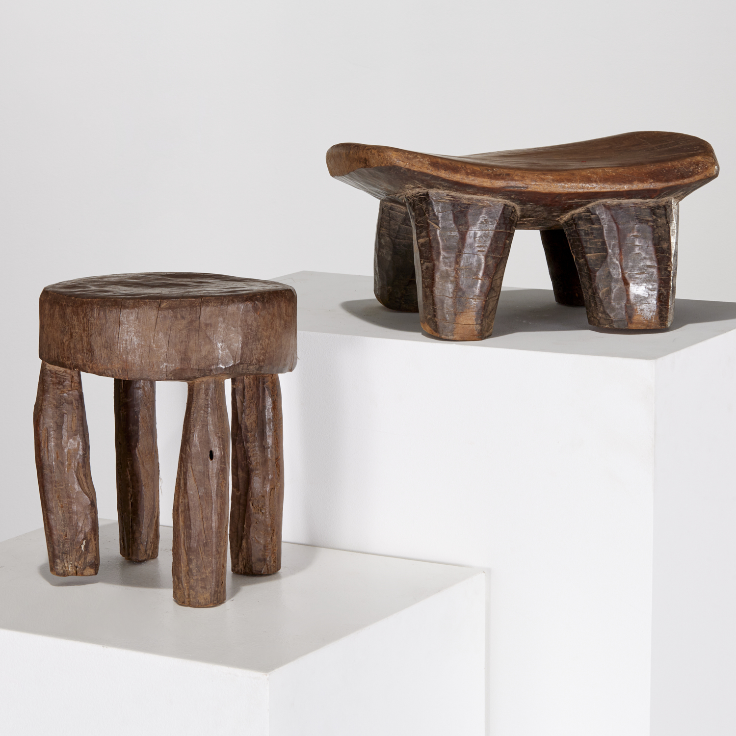 SENUFO PEOPLES 2 WOOD STOOLS 3ce61f