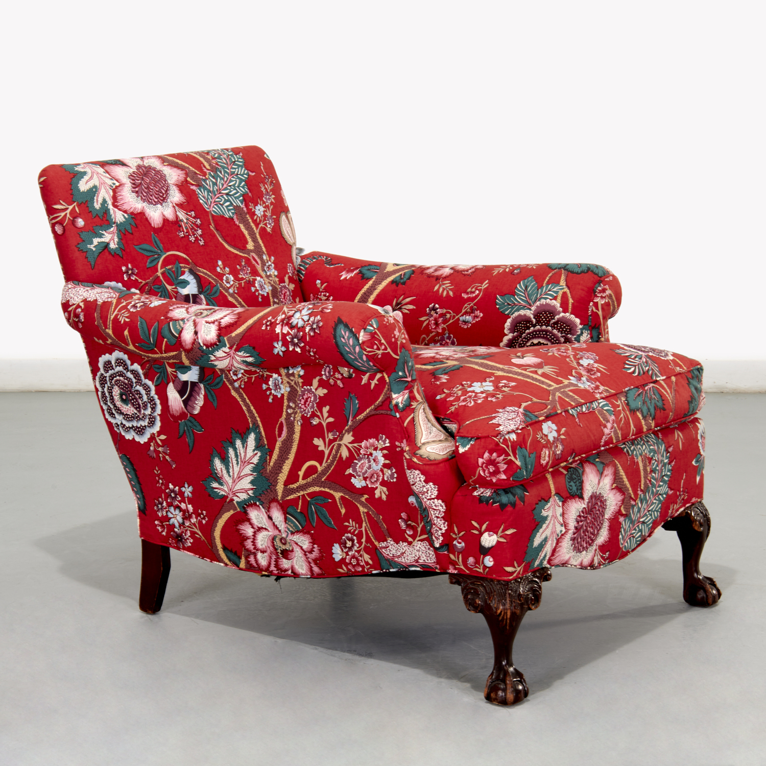 NICE EDWARDIAN RED CHINTZ LOUNGE