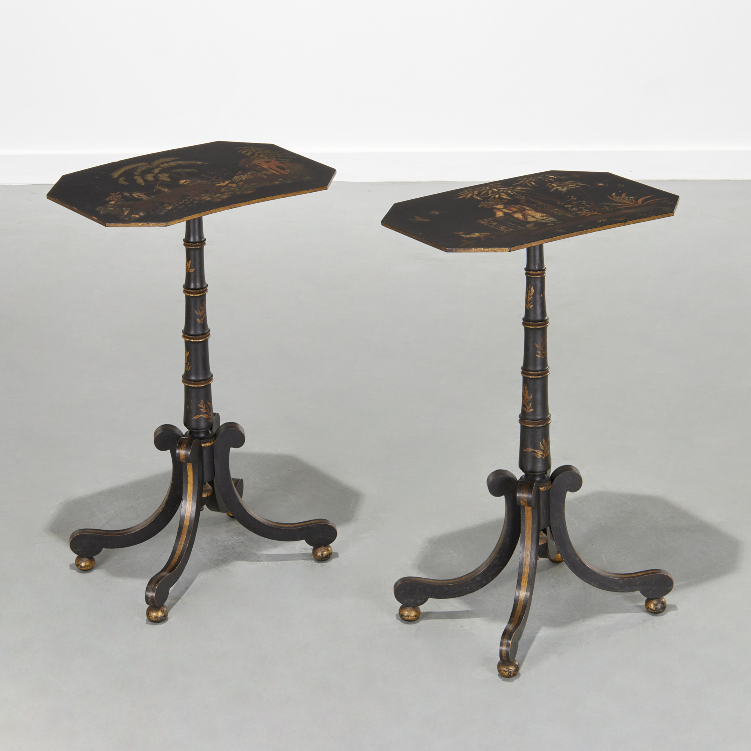 PAIR REGENCY STYLE JAPANNED OCCASIONAL