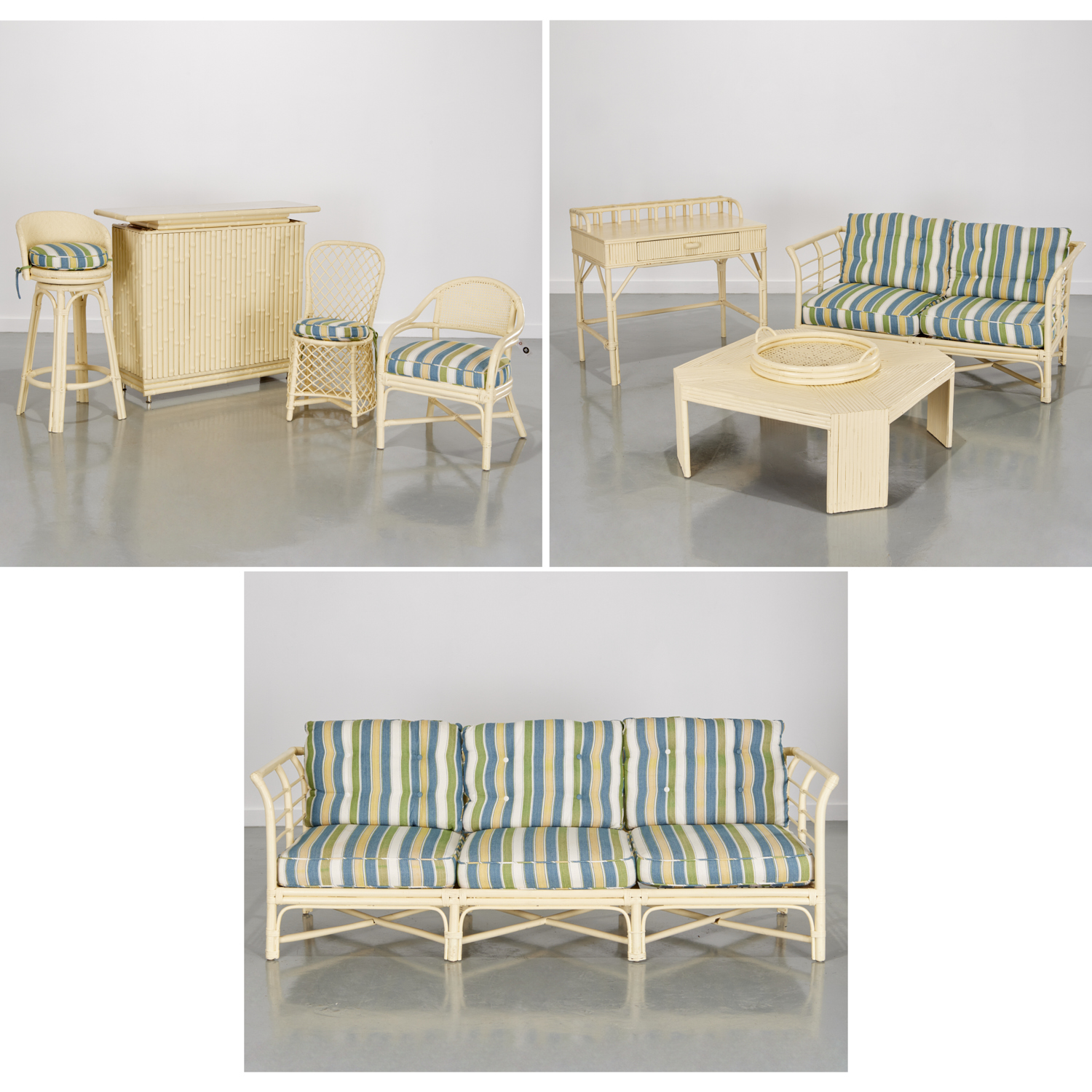 ART DECO PAINTED RATTAN FURNITURE