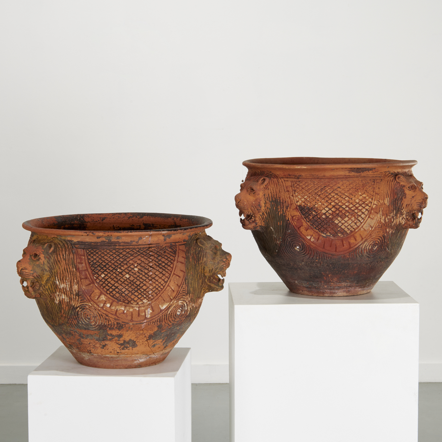 PAIR LARGE CONTINENTAL TERRACOTTA