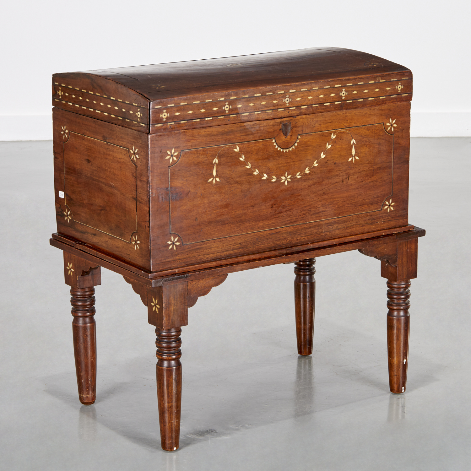 DUTCH COLONIAL INLAID CHEST ON