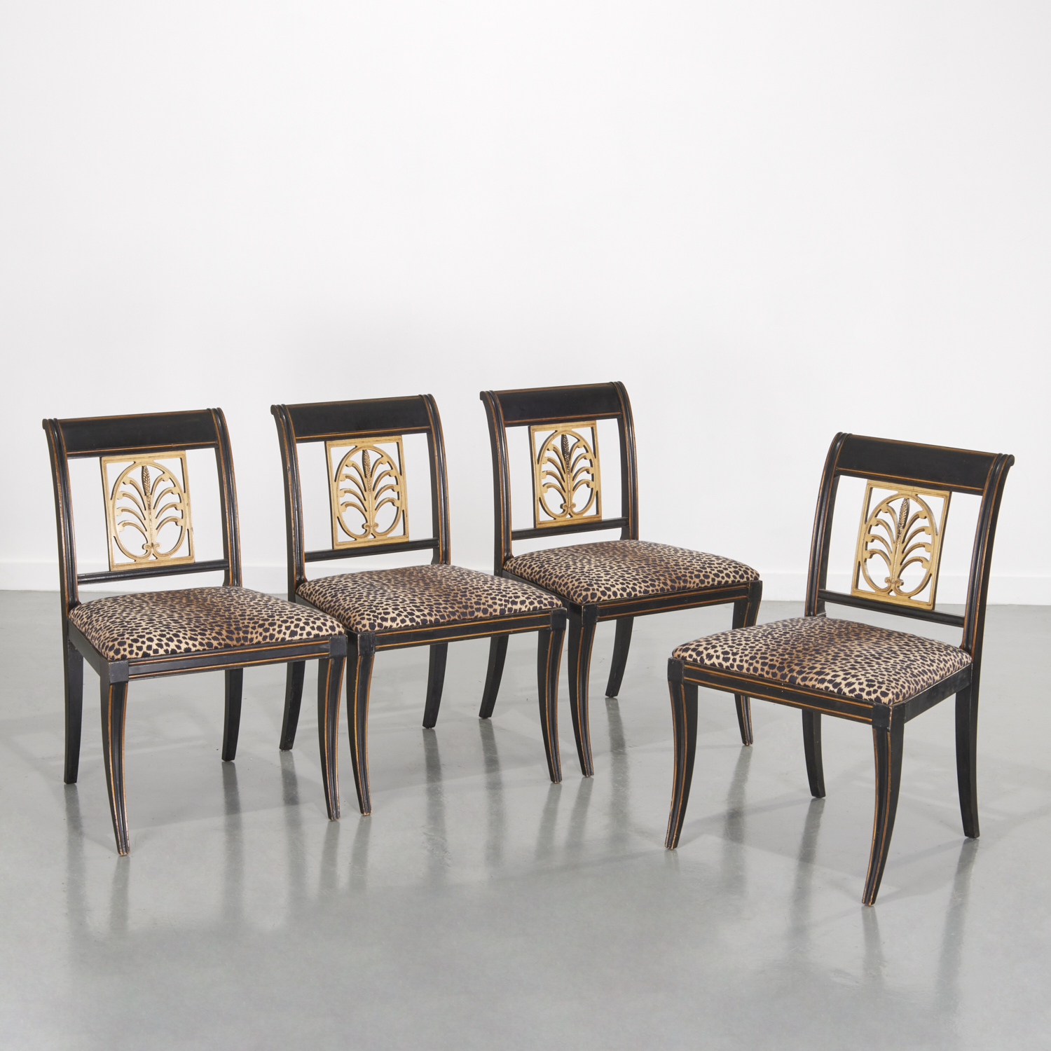 SET (4) REGENCY STYLE EBONIZED