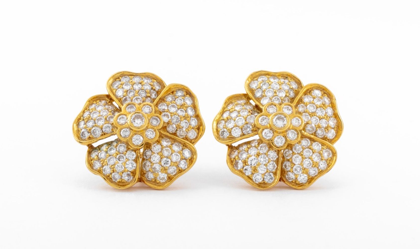 18K YELLOW GOLD DIAMOND FLORAL