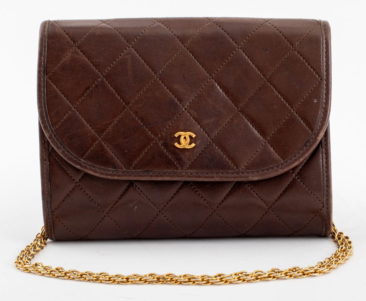 CHANEL QUILTED BROWN LEATHER FRONT