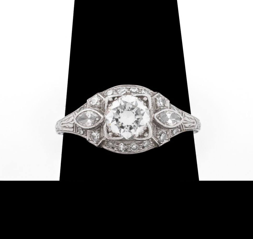 ART DECO PLATINUM DIAMOND RING 3ce72b