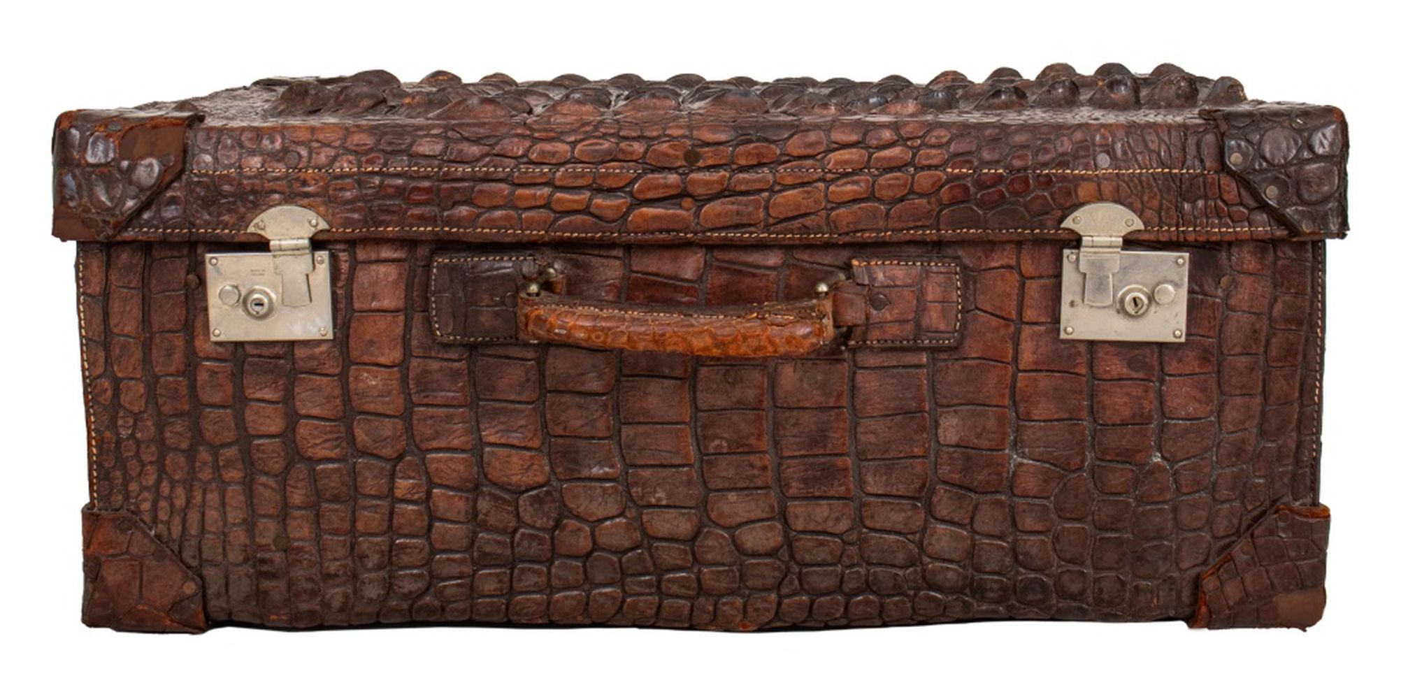 ENGLISH ANTIQUE ALLIGATOR TRUNK  3ce765