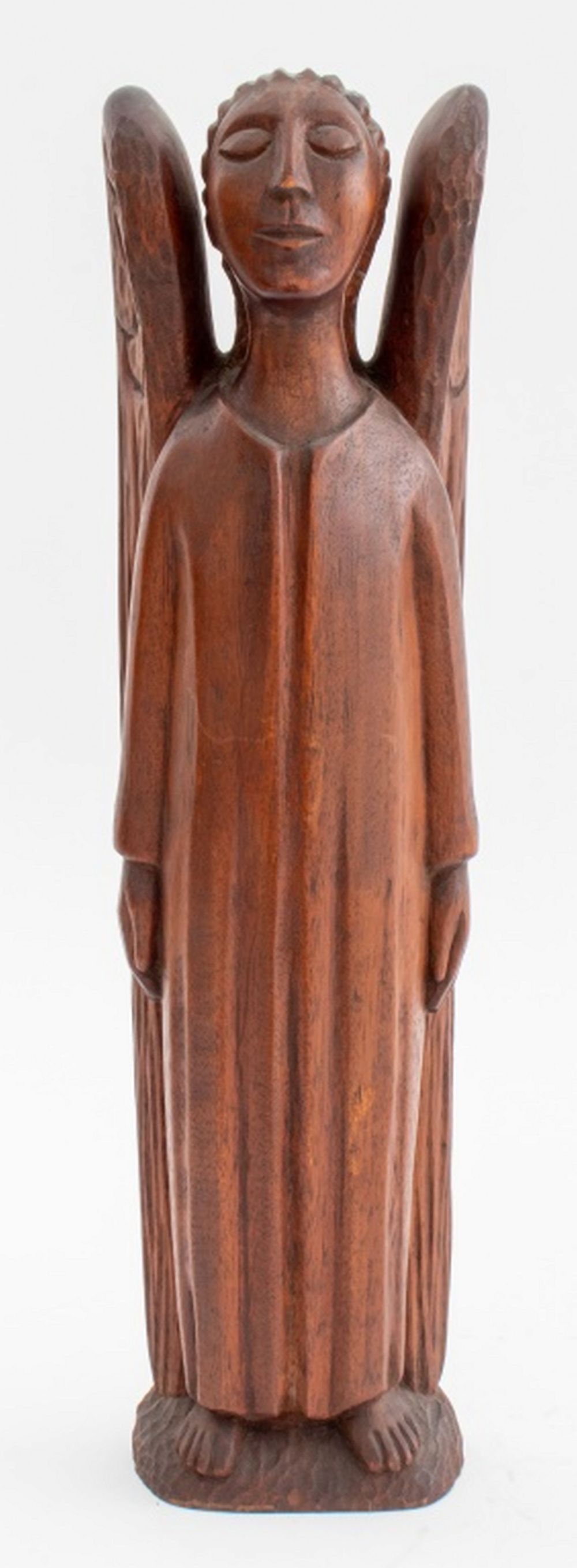 RENZO CARVED WOODEN ANGEL SCULPTURE