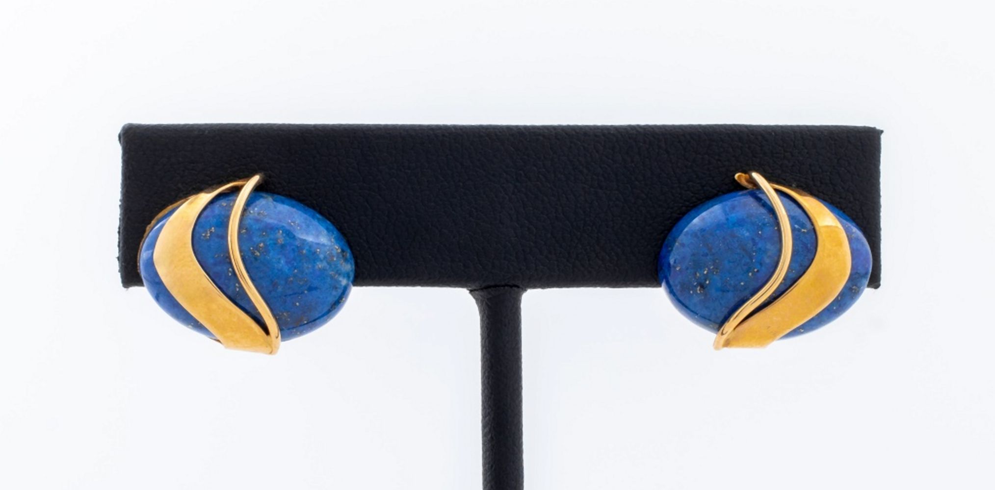 14K YELLOW GOLD LAPIS EARRINGS 3ce7bd