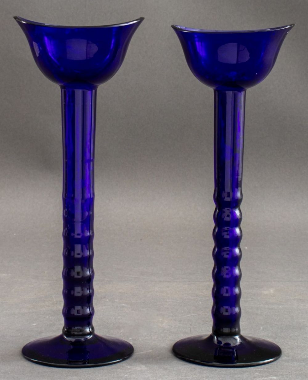 CARLO MORETTI, MURANO COBALT GLASS CANDESTICKS,