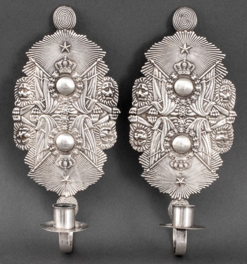 SWEDISH SILVER PLATED SCONCES,