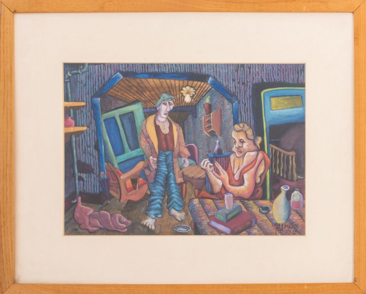 PAUL SHIMON JUDAICA FOLK ART GOUACHE 3ce87b