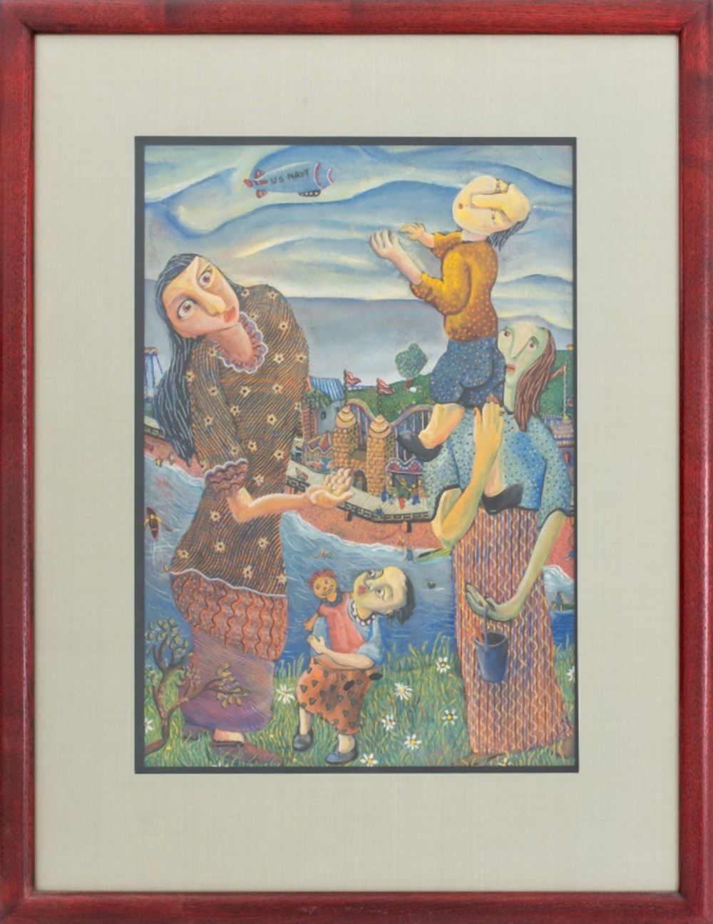 PAUL SHIMON JUDAICA FOLK ART GOUACHE 3ce878