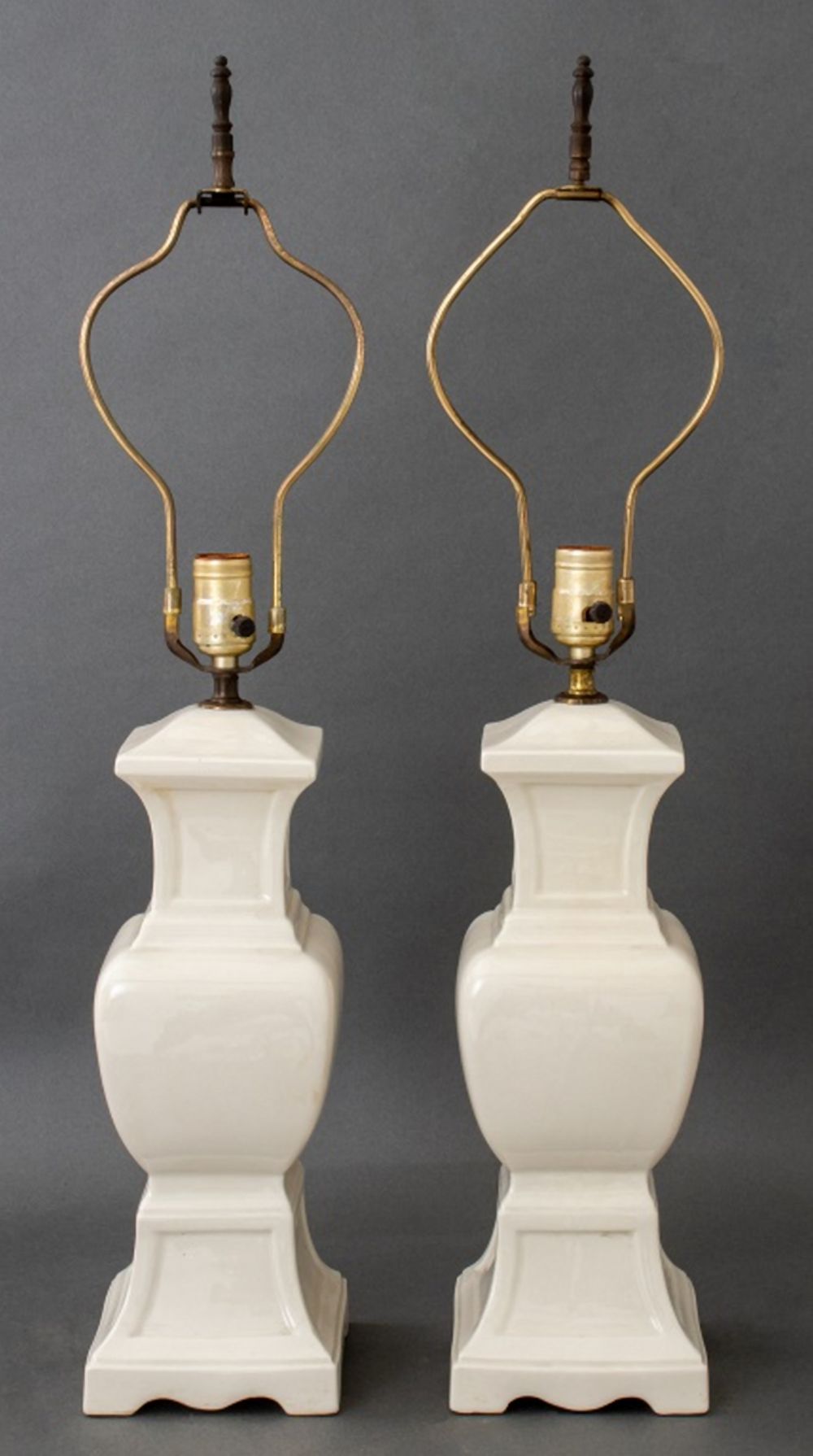 CREAM-COLORED CERAMIC TABLE LAMPS,