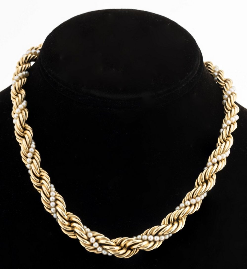 14K YELLOW GOLD PEARL ROPE CHAIN 3ce8d6