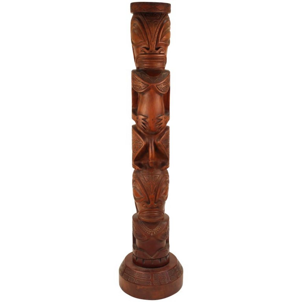 CARVED WOOD TOTEM SCULPTURE Carved